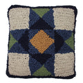 Blue Quilt Square Wool Hooked Pillow 14 In - Home Collections by Raghu