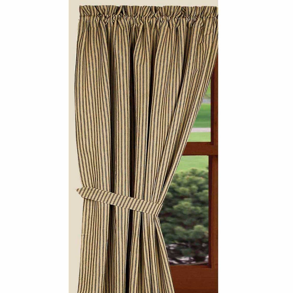 Black Nutmeg York Ticking 63" Panels Lined - Home Collections by Raghu
