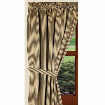 Black Nutmeg York Ticking 63" Panels Lined - Home Collections by Raghu