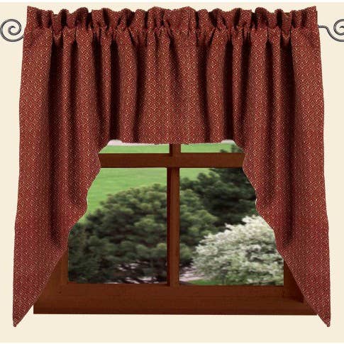Barn Red-Oat Philmont Jacquard Swag - Lined - Home Collections by Raghu
