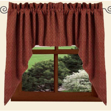 Barn Red-Oat Philmont Jacquard Swag - Lined - Home Collections by Raghu