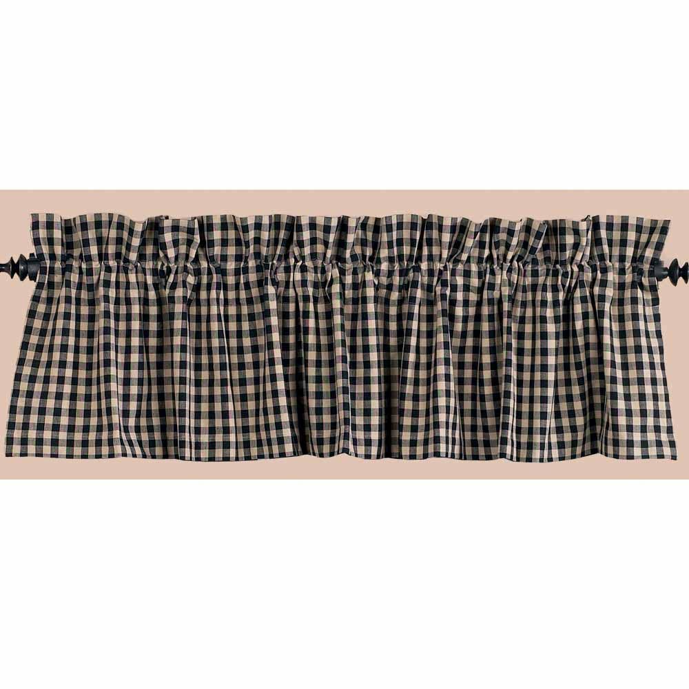 Black-Nutmeg Heritage House Check Black Valance - Lined - Home Collections by Raghu