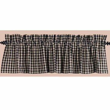 Black-Nutmeg Heritage House Check Black Valance - Lined - Home Collections by Raghu