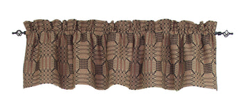 Trenton Jacquard Nutmeg Black Red Valance  - Home Collections by Raghu