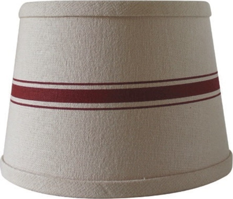 Grain Sack Stripe Oat - Barn Red Lampshade  - Home Collections by Raghu