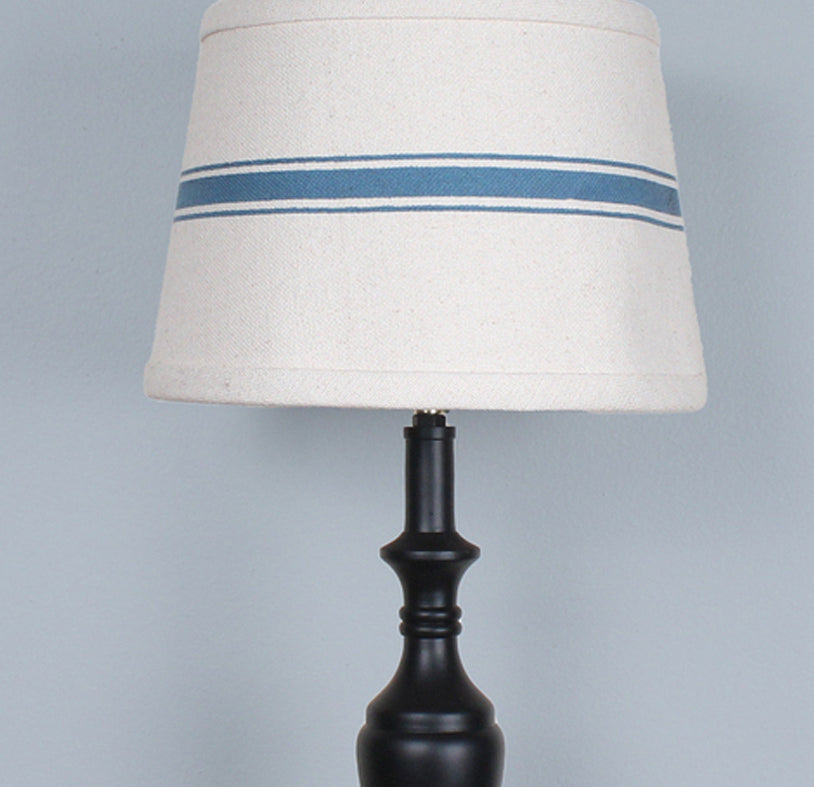 Grain Sack Stripe Cream - Colonial Blue Lampshade  - Home Collections by Raghu