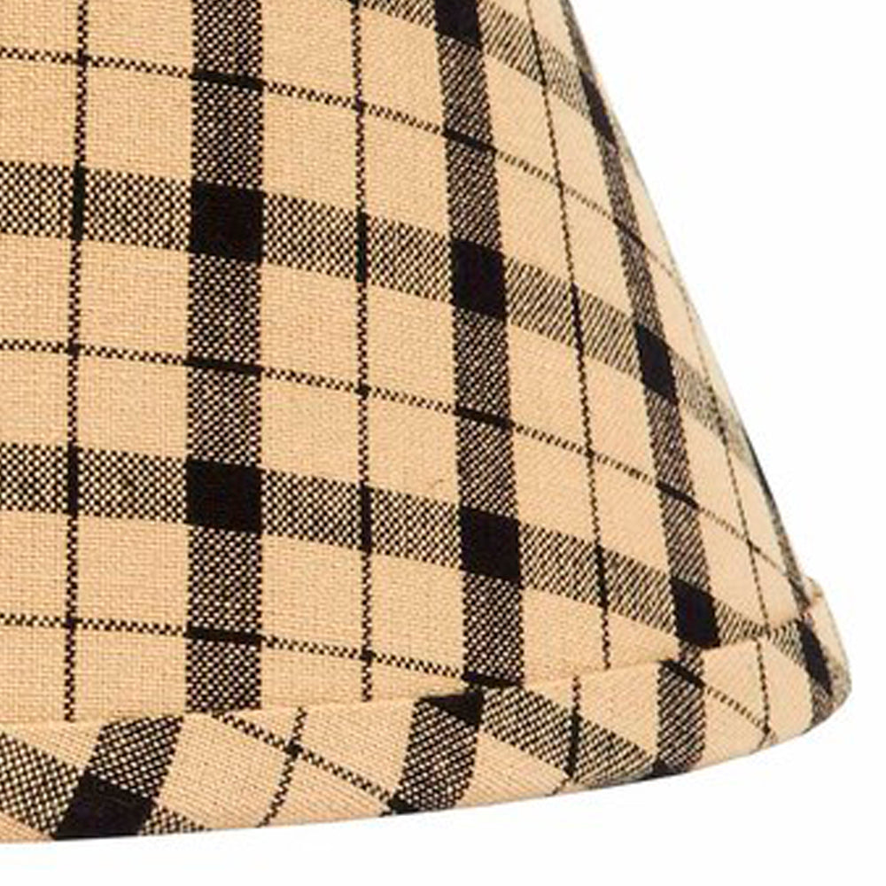 Black-Nutmeg Salem Check Black 10" Lampshade - Home Collections by Raghu