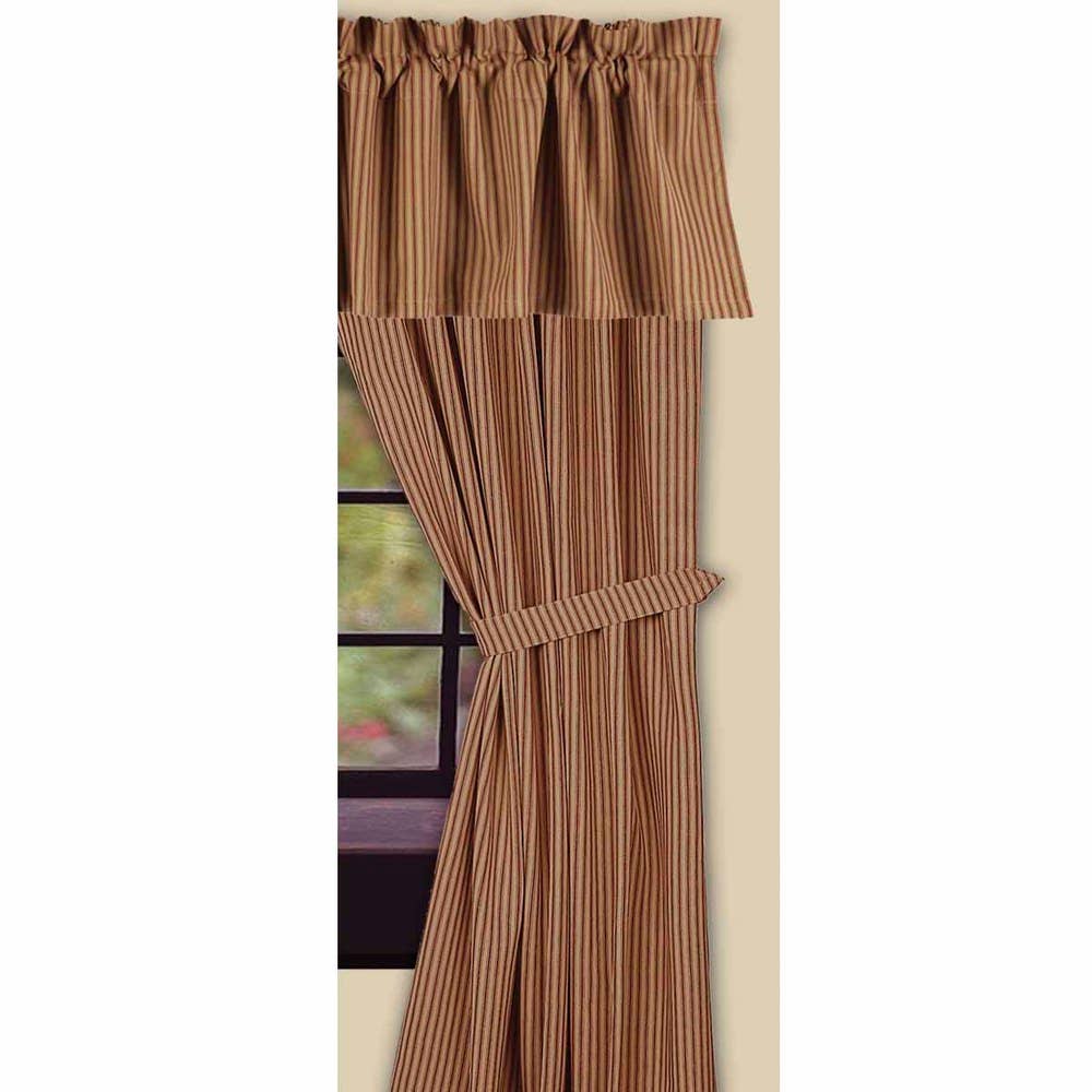 Barn Red Nutmeg York Ticking 63" Panels Lined - Home Collections by Raghu