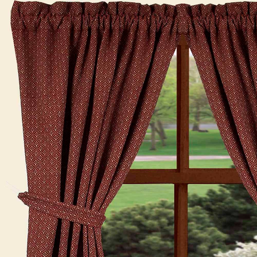 Barn Red-Oat Philmont Jacquard Drapery 86" Panels - Lined - Home Collections by Raghu
