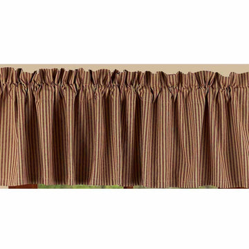 Barn Red-Nutmeg York Ticking Valance - Lined - Home Collections by Raghu
