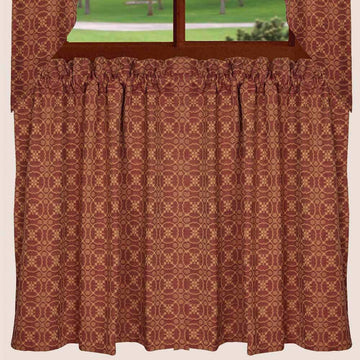 Barn Red-Tan Marshfield Jacquard 36" Tiers - Lined - Home Collections by Raghu