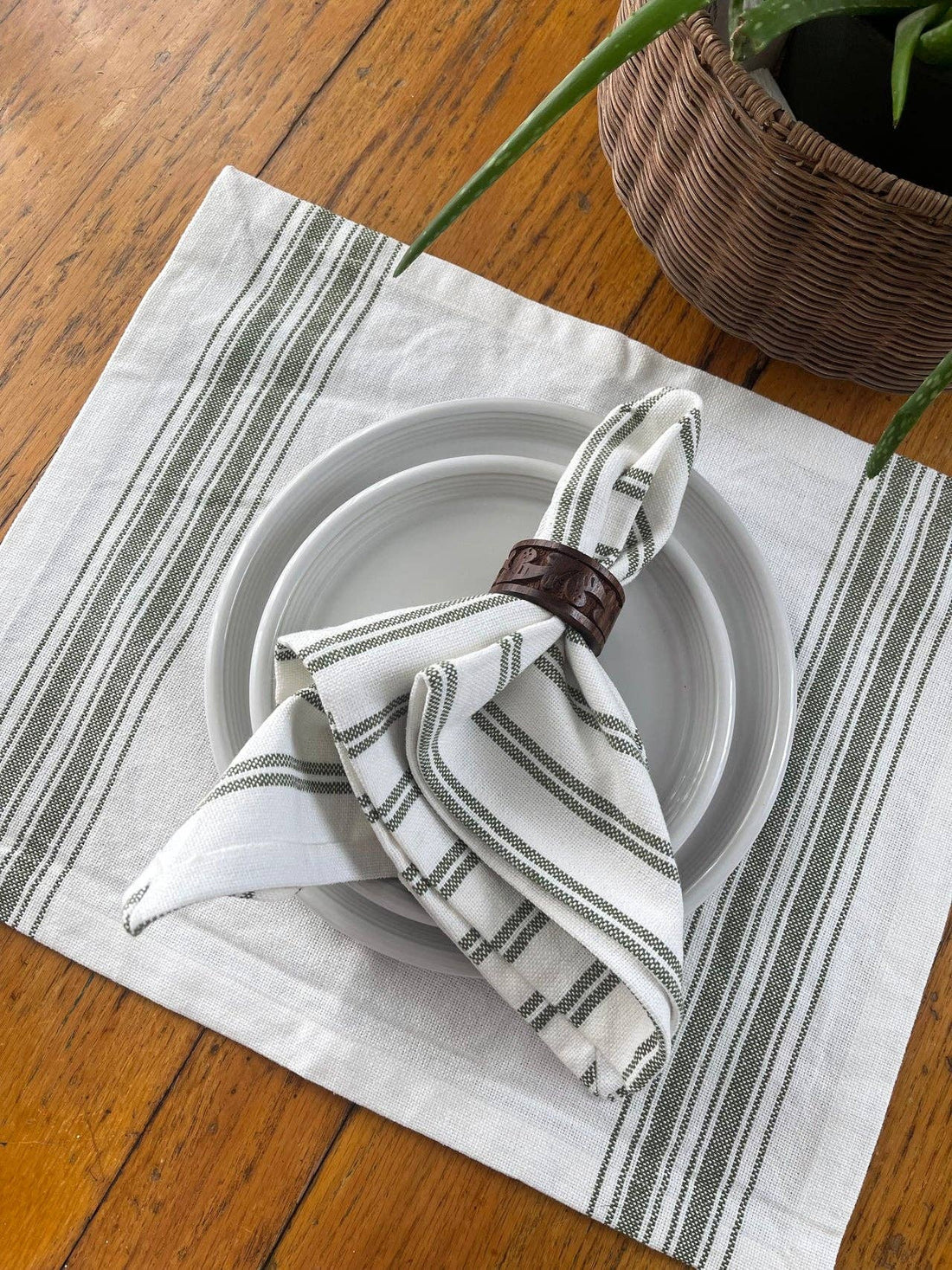 Grain Sack Sage Sage Napkin  - Home Collections by Raghu