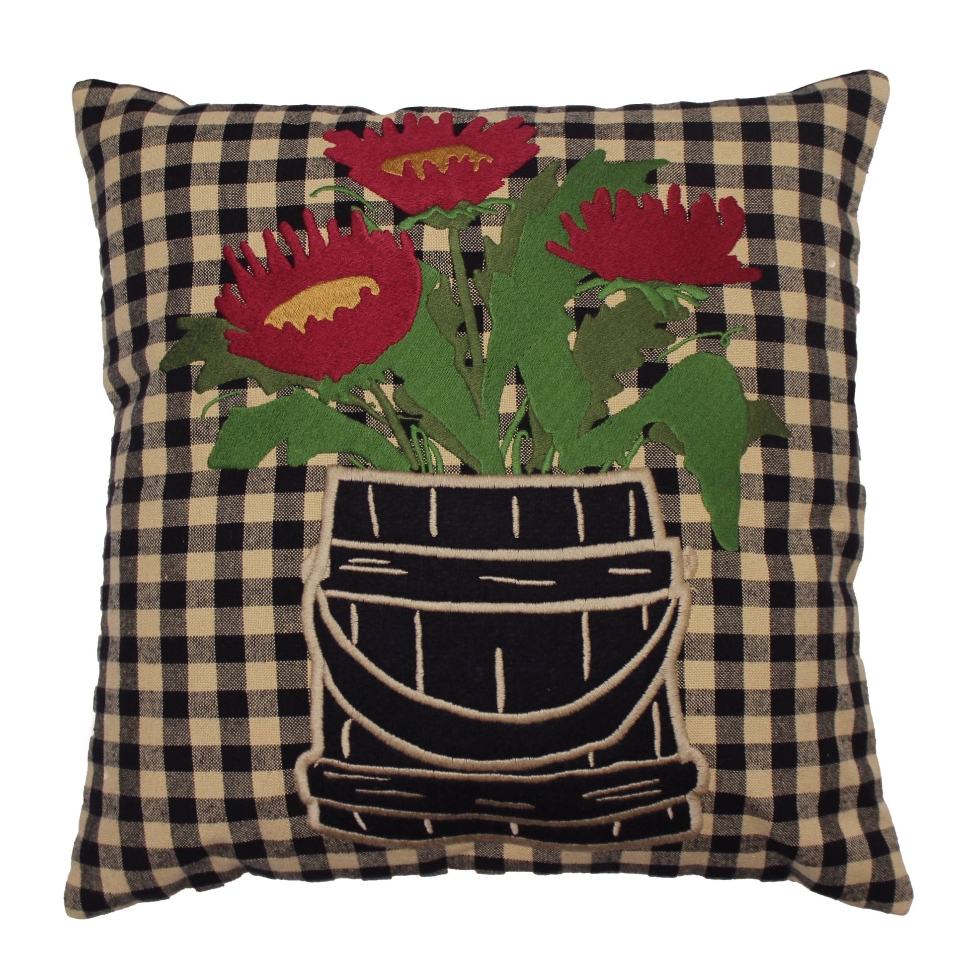 Flowers in Firkin Pillow 14 In - Home Collections by Raghu