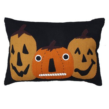 Jack-o-lanterns Felt Pillow 14 Inch x 14  Inch PL840006