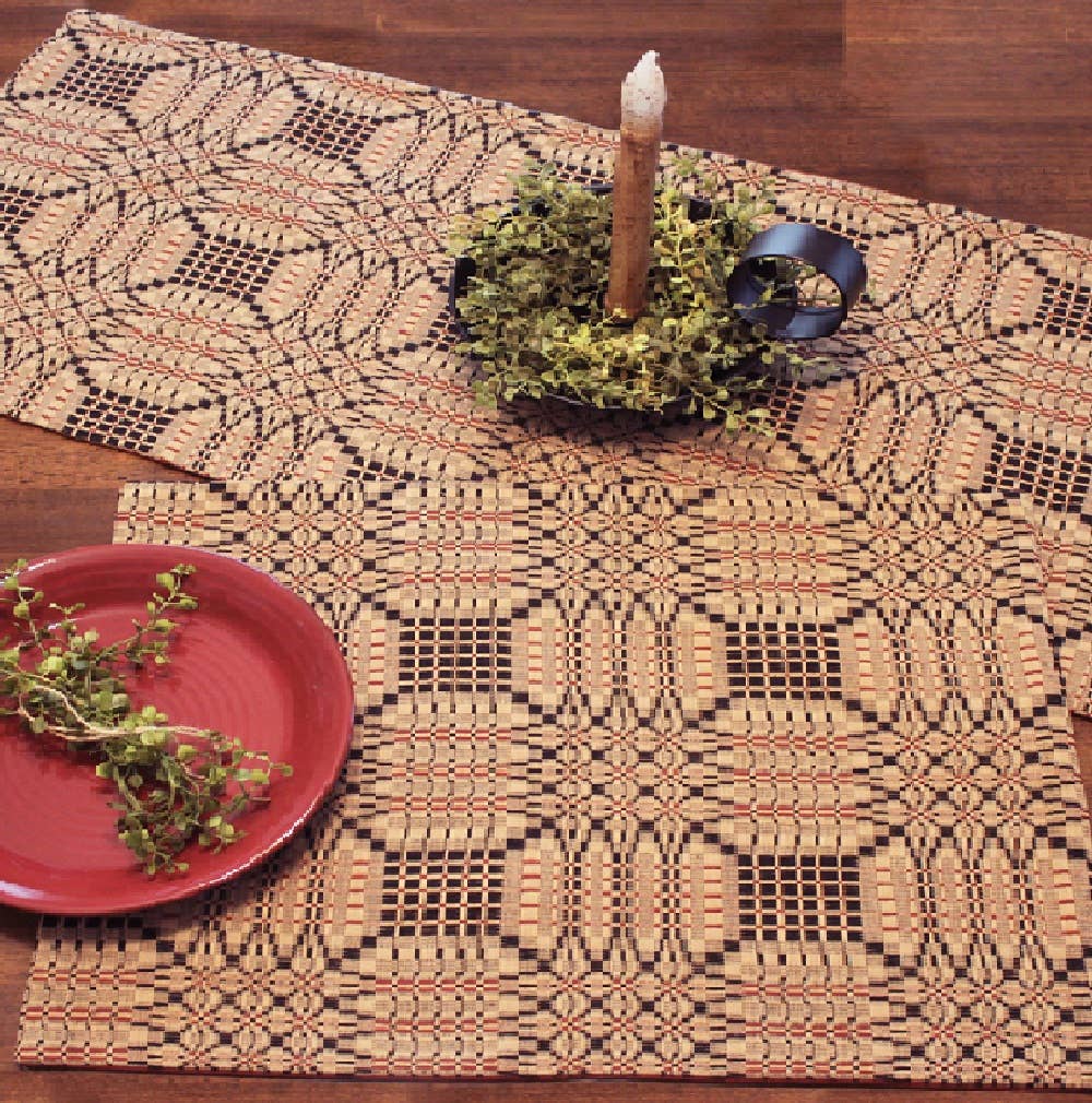Trenton Jacquard Nutmeg Black Red Placemat  - Home Collections by Raghu