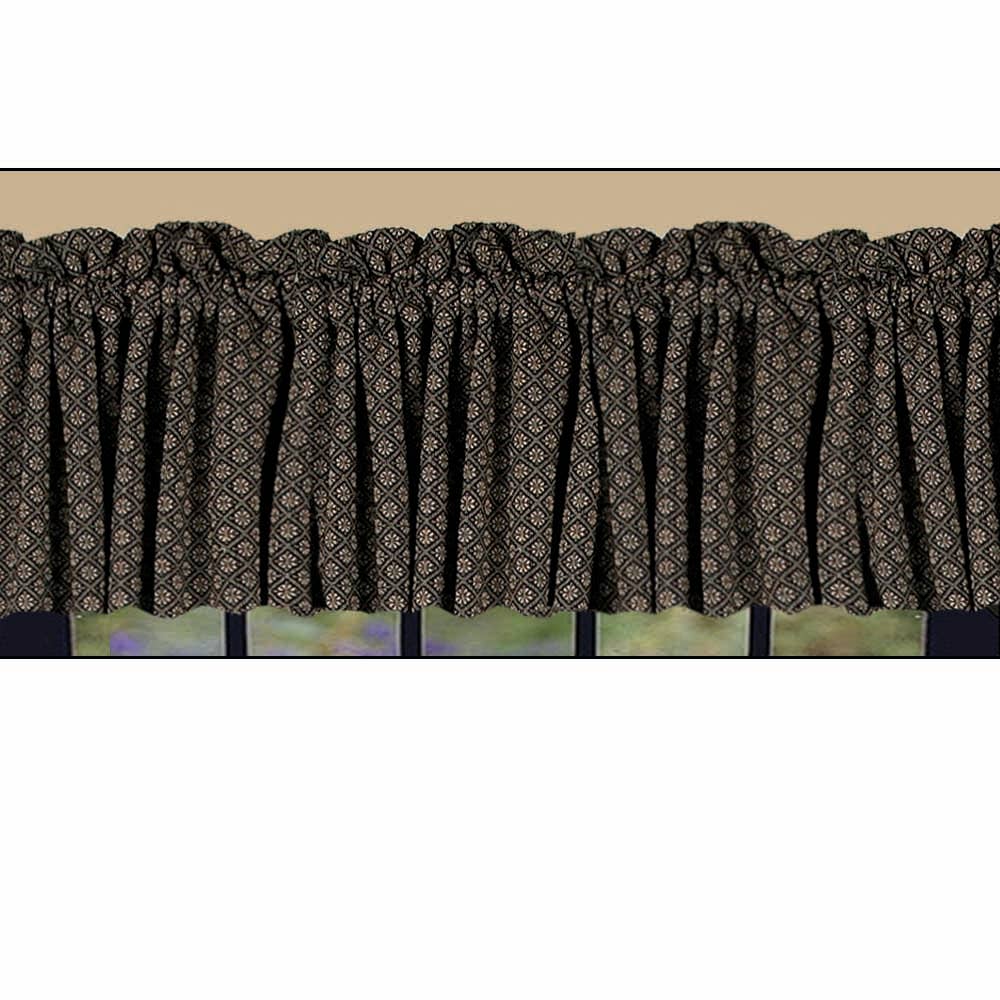 Black-Nutmeg Kingston Jacquard Valance - Lined - Home Collections by Raghu