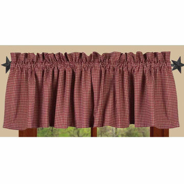 Barn Red-Oat Newbury Gingham Valance - Lined - Home Collections by Raghu