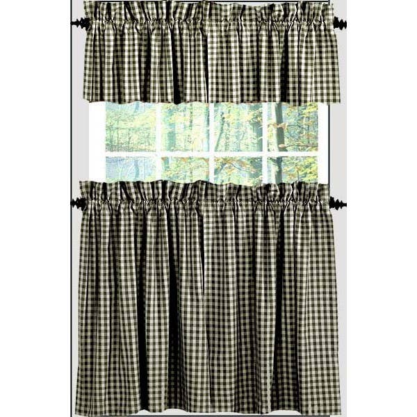 Black-Nutmeg Heritage House Check Black 36" Tiers - Lined - Home Collections by Raghu