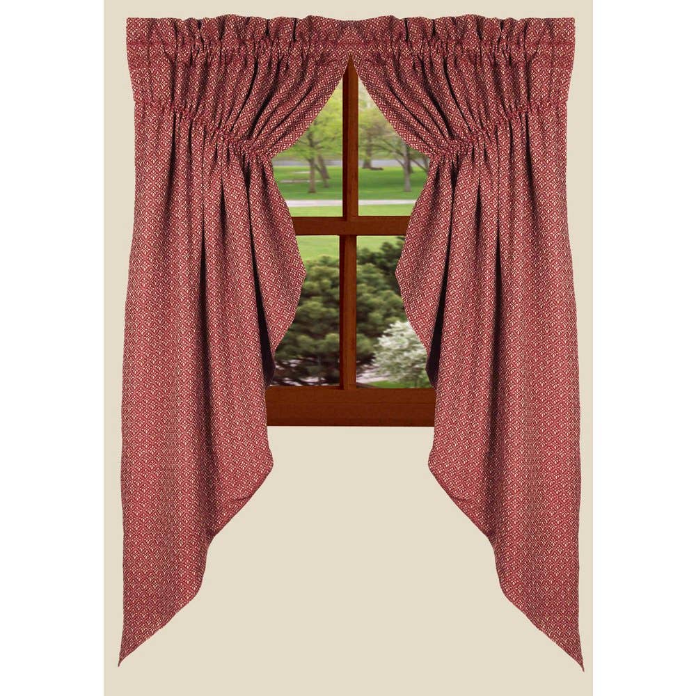 Barn Red-Oat Philmont Jacquard Gathered Swag - Lined - Home Collections by Raghu