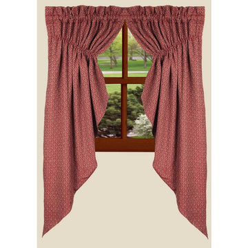 Barn Red-Oat Philmont Jacquard Gathered Swag - Lined - Home Collections by Raghu