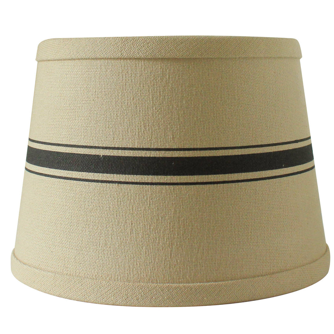 Grain Sack Stripe Oat - Black Lampshade  - Home Collections by Raghu
