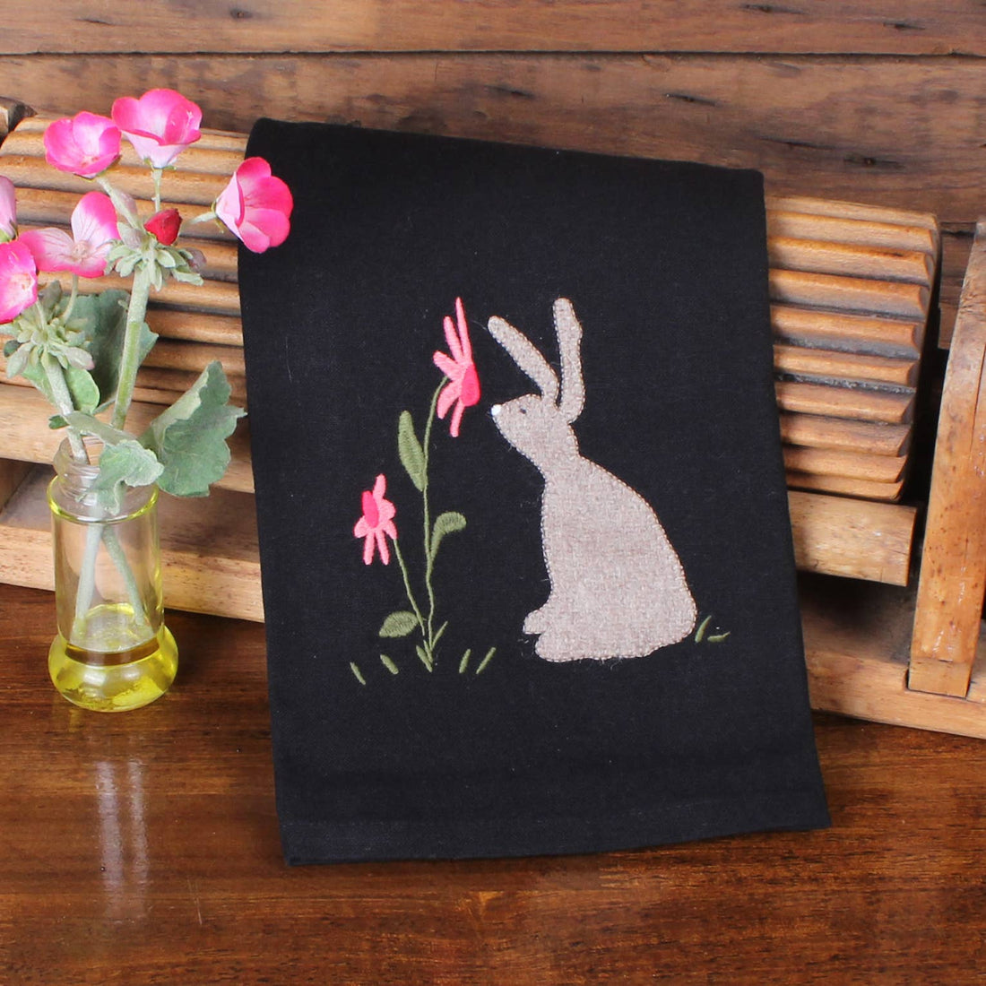 Primitive Bunny Towel- Set of Two - Home Collections by Raghu
