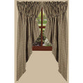 Black-Nutmeg Heritage House Check Black Gathered Swag - Lined - Home Collections by Raghu