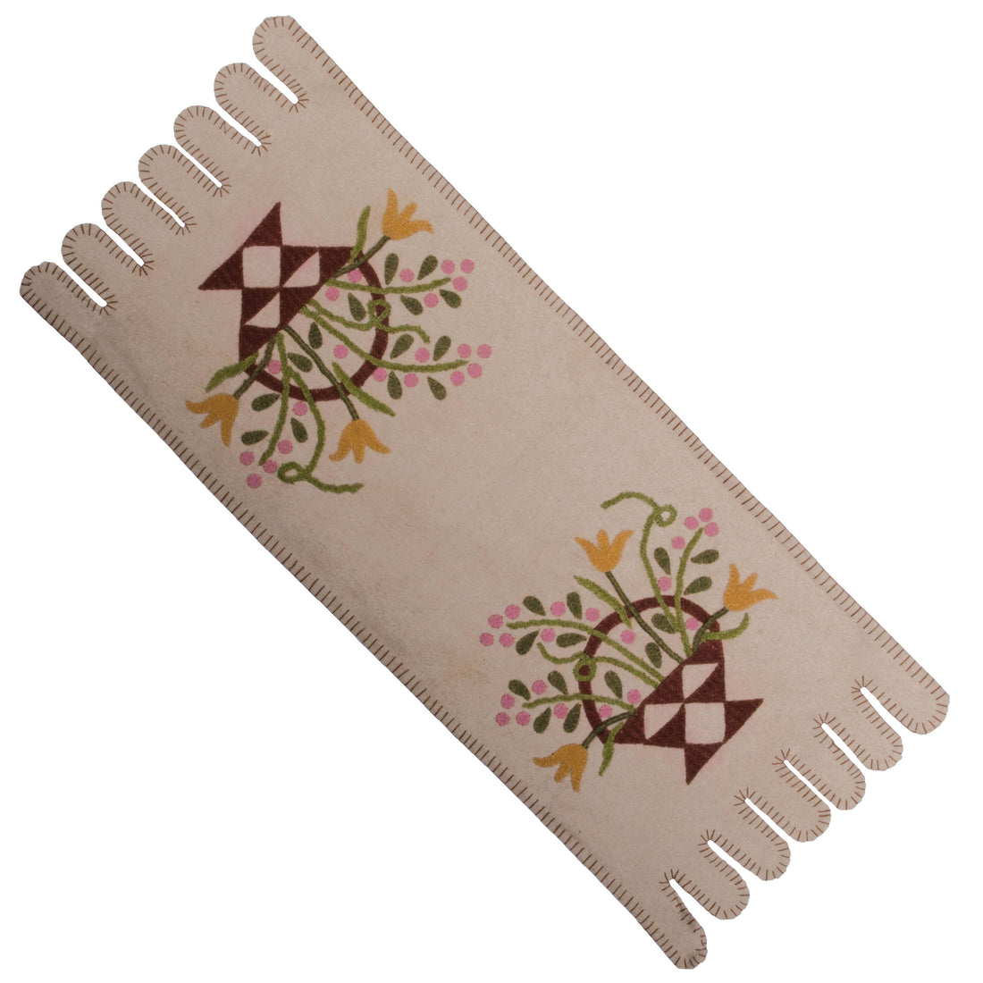 Flower Basket Table Runner Cream - Home Collections by Raghu