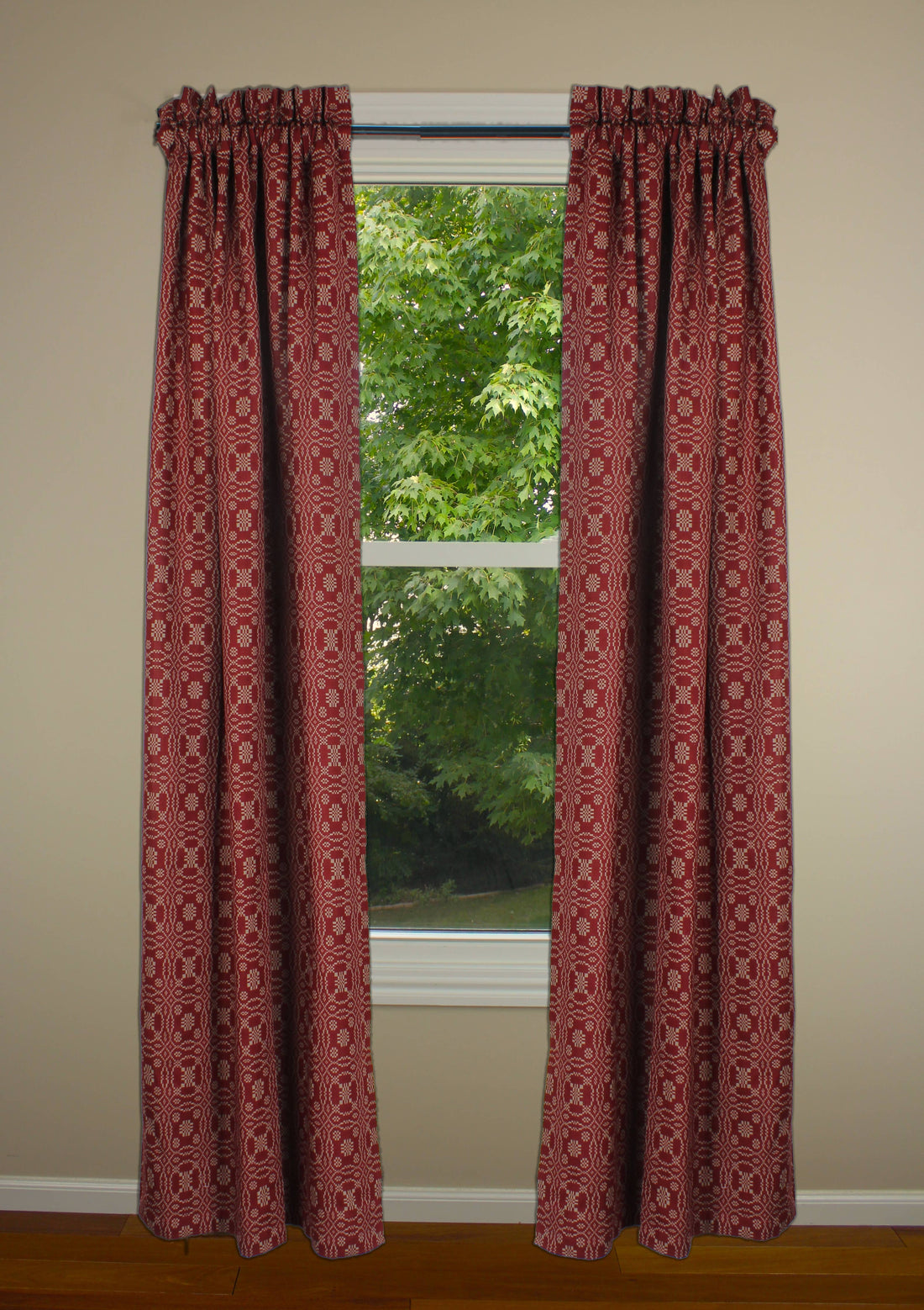 Lover's Knot  Barn Red 86 In panels- Lined - Home Collections by Raghu