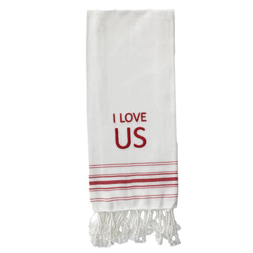 Red I Love Us Towel - Home Collections by Raghu