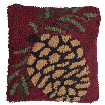 Pinecone Hooked Pillow 14x14 PL140105