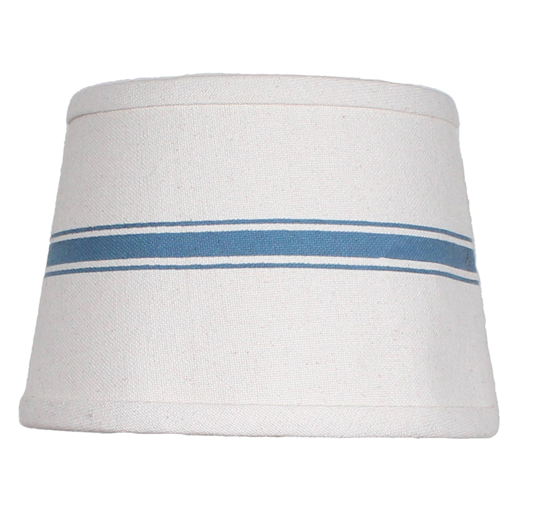 Grain Sack Stripe Cream - Colonial Blue Lampshade  - Home Collections by Raghu