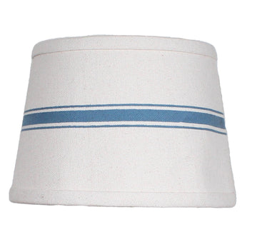 Grain Sack Stripe Cream - Colonial Blue Lampshade  - Home Collections by Raghu