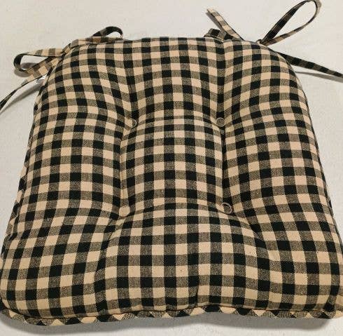 Black Nutmeg Heritage House Check Black Chair Pad - Home Collections by Raghu
