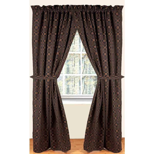 Black - Mustard Loverƒ?????s Knot Jacquard Drapery 86" Panels - Lined - Home Collections by Raghu