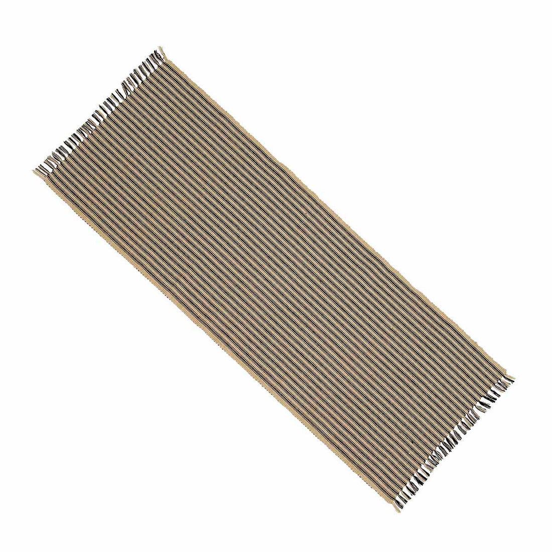 Black-Nutmeg York Ticking Table Runner - Home Collections by Raghu