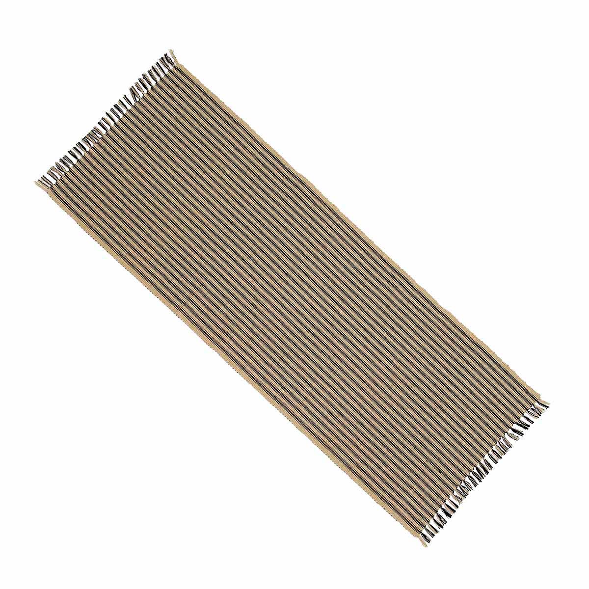 Black-Nutmeg York Ticking Table Runner - Home Collections by Raghu