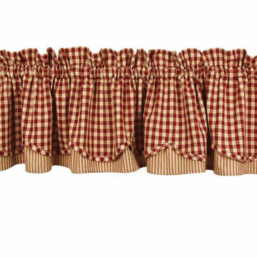 Barn Red-Nutmeg Heritage House Check Barn Red Fairfield Valance - Lined - Home Collections by Raghu