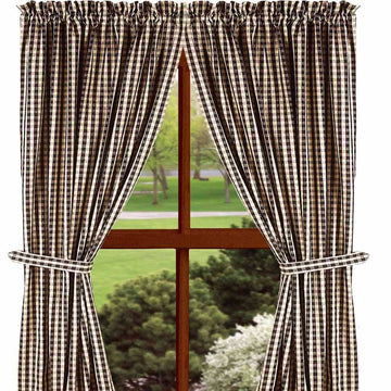 Black Nutmeg Heritage House Check Black Drapery 86" Panels Lined - Home Collections by Raghu