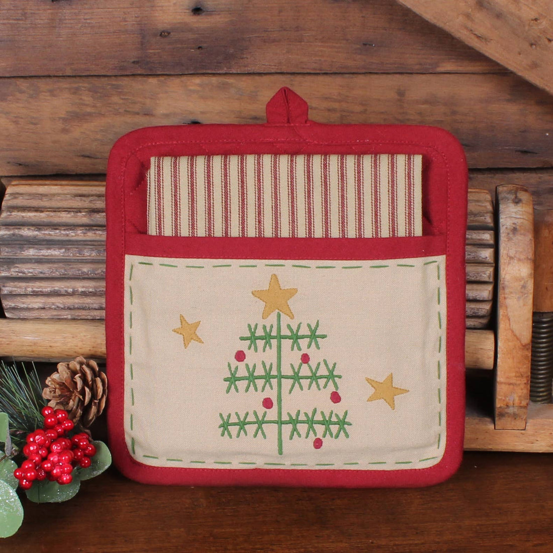 O'Christmas Tree Pocket Potholder Set - Home Collections by Raghu