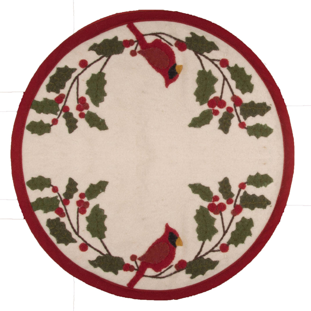 Cardinal Holly  Candle Mat-  Home Collections by Raghu