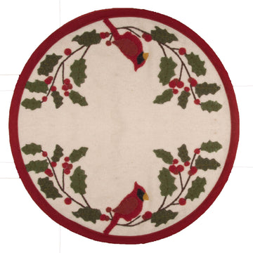 Cardinal Holly  Candle Mat-  Home Collections by Raghu