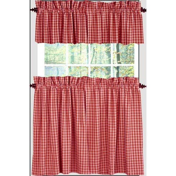 Barn Red Nutmeg Heritage House Check Barn Red 36" Tiers Lined - Home Collections by Raghu