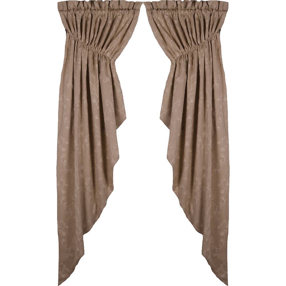 Taupe Candlewicking Taupe Gathered Swag - Lined - Home Collections by Raghu