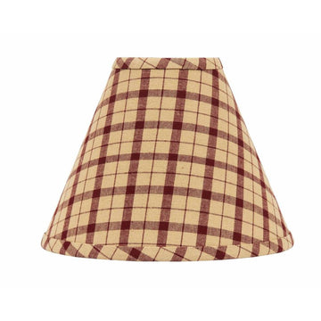 Barn Red-Nutmeg Salem Check Barn Red 14" Lampshade - Home Collections by Raghu