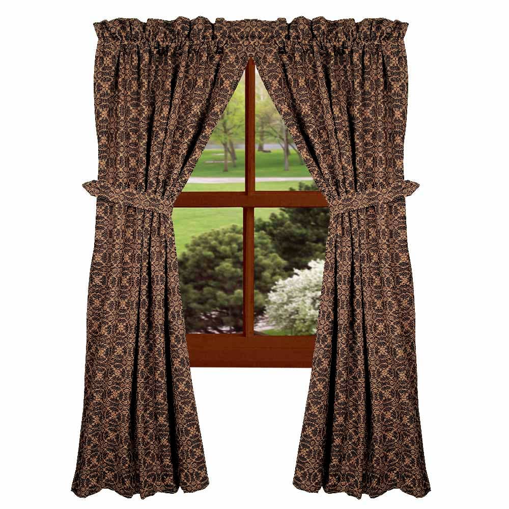 Black-Tan Marshfield Jacquard 63" Panels - Lined - Home Collections by Raghu