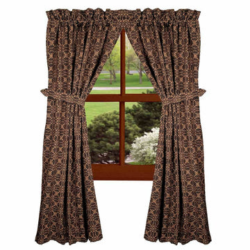 Black-Tan Marshfield Jacquard 63" Panels - Lined - Home Collections by Raghu