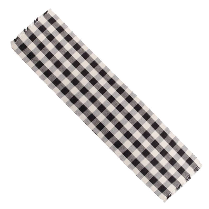 Buffalo Check 45" Table Runner Black - Buttermilk - Home Collections by Raghu