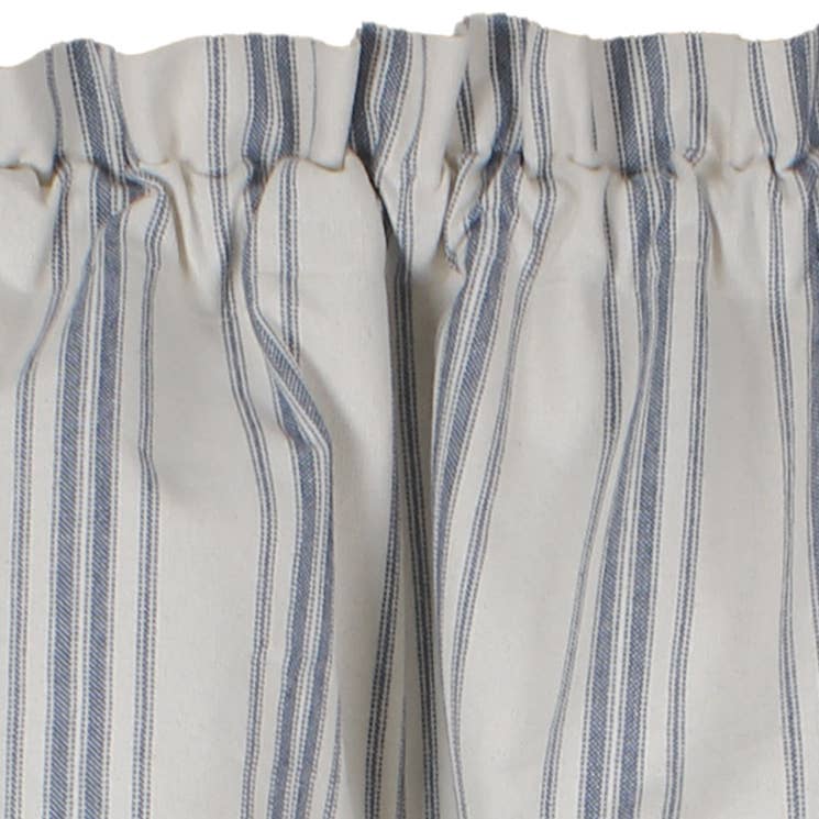 Grain Sack Stripe 72" X 63" (2 Pcs) (Pair Of Fabric Tiebacks Included) Cream Colonial Blue P6165014