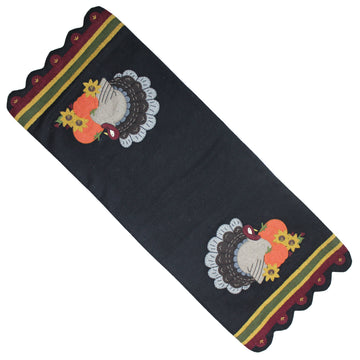 Turkey Time Black Table Runner  - Home Collections by Raghu